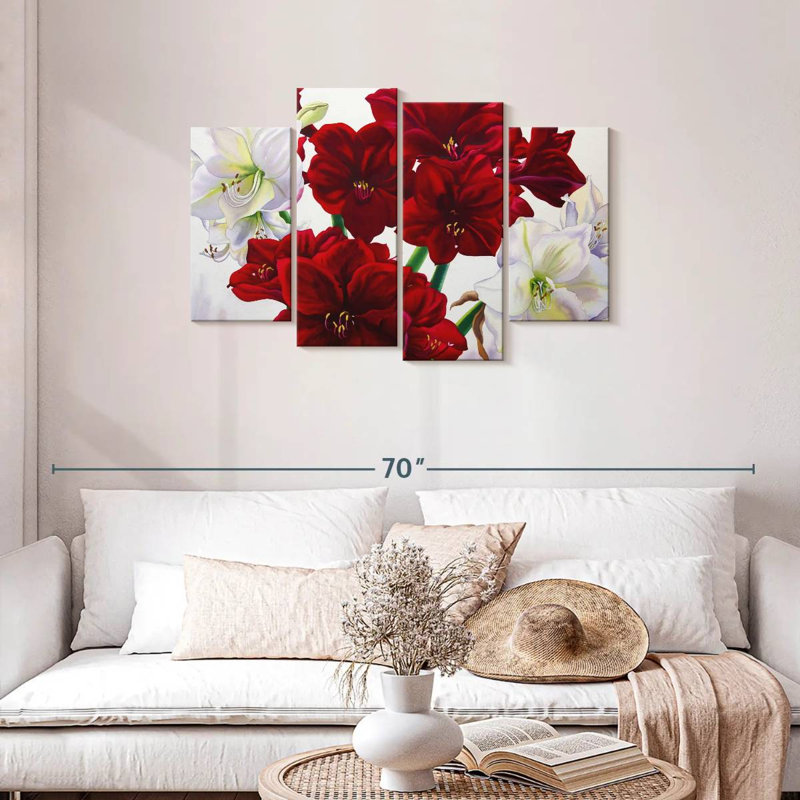 Amaryllis Harnek rouge et blanc, H 27 po x l 43 po
