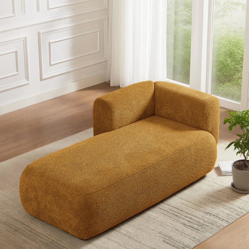 Chaise longue / grande chaise longue avec structure en bois massif, assise profonde et tissu doux, chaise d'appoint de salon pour la détente et la lecture, canapés Boucle