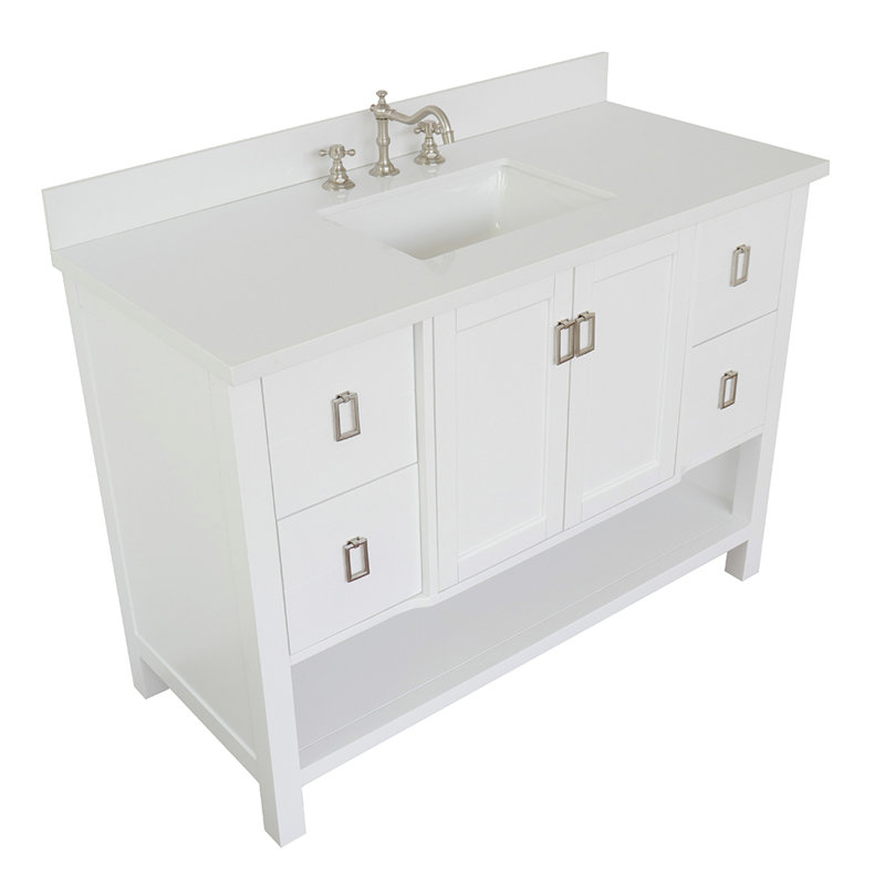 Wilhoit 49'' Single Bathroom Vanity with Top, White/White Quartz