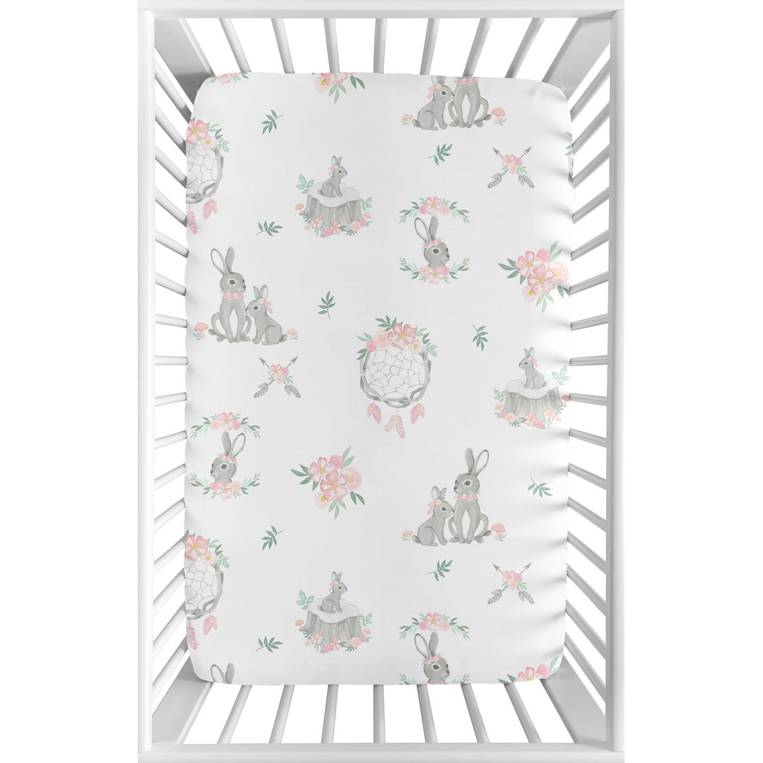 Bunny Floral Mini Fitted Crib Sheet Sweet Jojo Designs