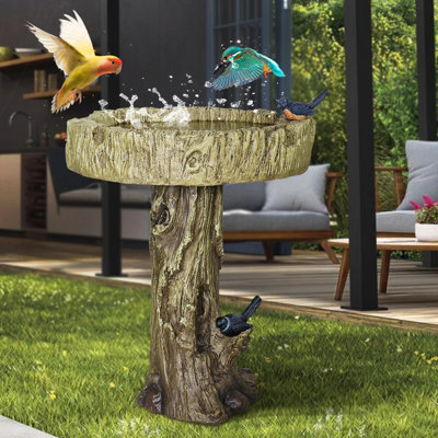 24.4" High Fiber Reinforced Concrete Outdoor Garden Bird Bath