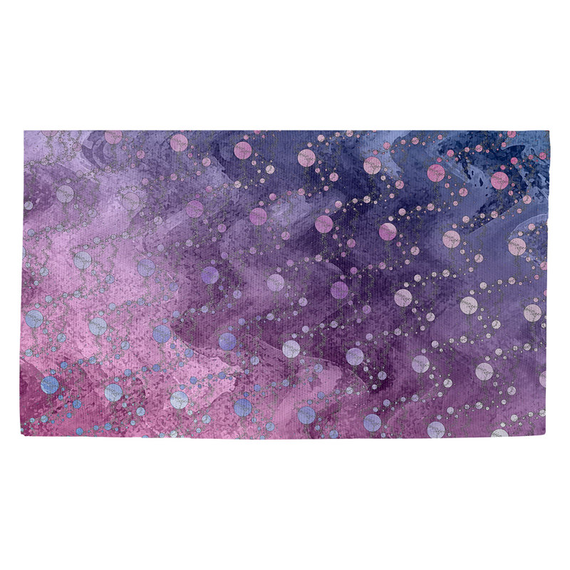 Tapis mauve à motif de planètes et d'étoiles Avicia, Rectangle 2 pi 2 po x 3 pi 4 po