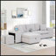 Canapé-lit 104,5 po, canapé-lit modulaire réversible en L 3 places avec méridienne de rangement et 2 tabourets de salon, gris