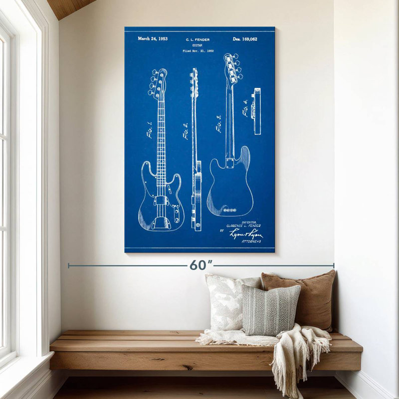 Affiche Blueline Fender Precision Bass Guitare, H 51 po x l 34 po