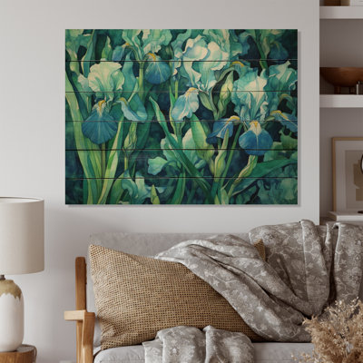 Iris vert pétale IV sur bois