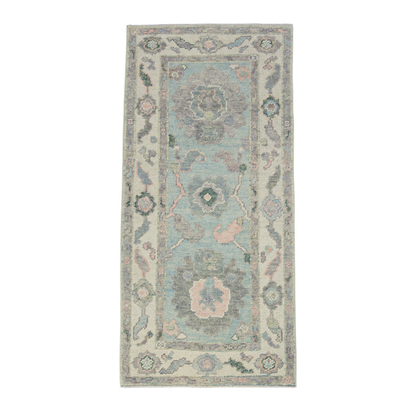 Tapis turc Oushak fait à la main 2 pi 4 po x 4 pi 10 po