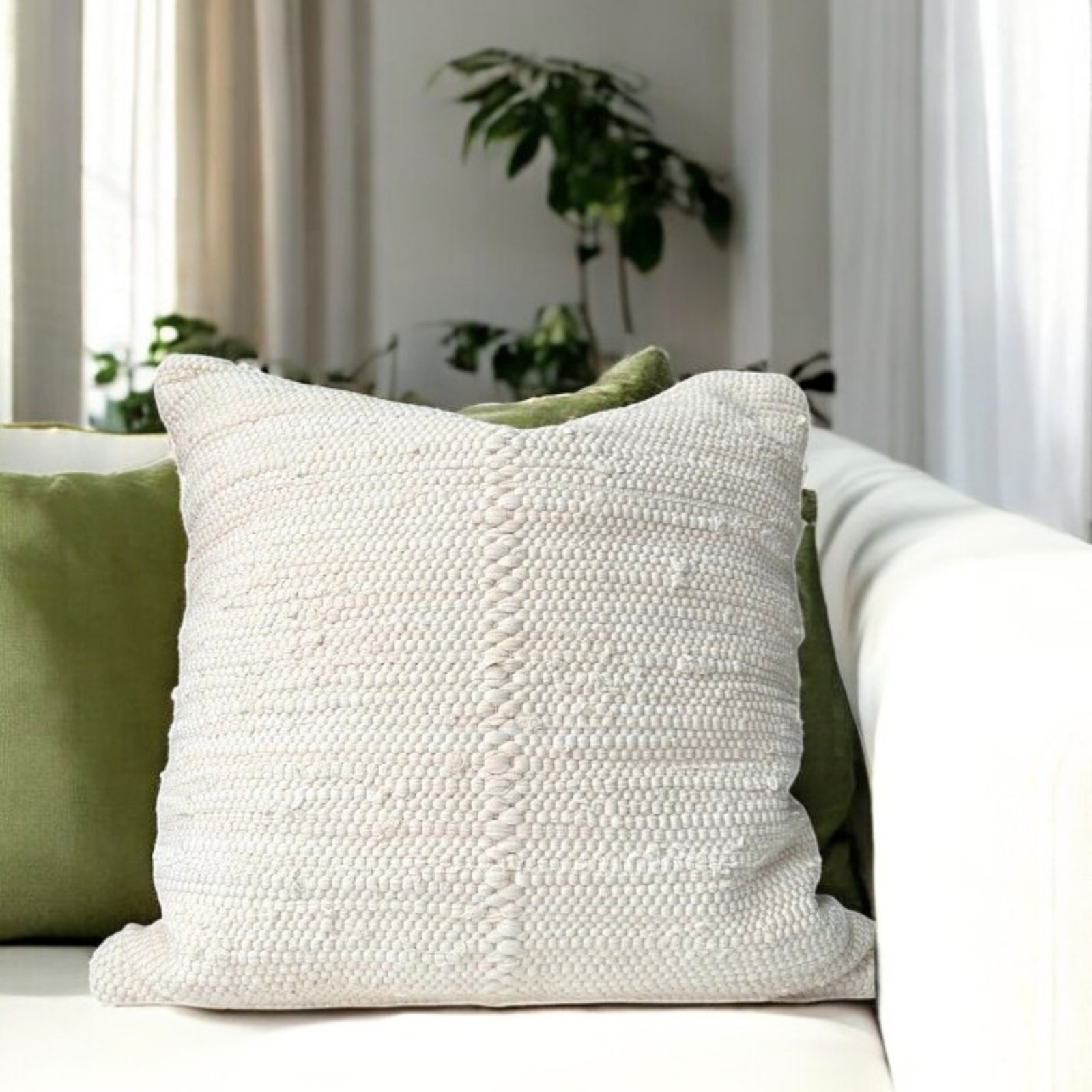 Cotton Pillow Cover, Heavy Cream, Square 20"