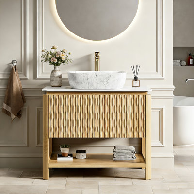 Meuble-lavabo simple 36 po avec lavabo vasque, meuble de rangement autoportant