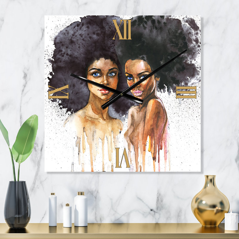 Portrait de deux femmes afro-américaines - Horloge murale moderne, Petit
