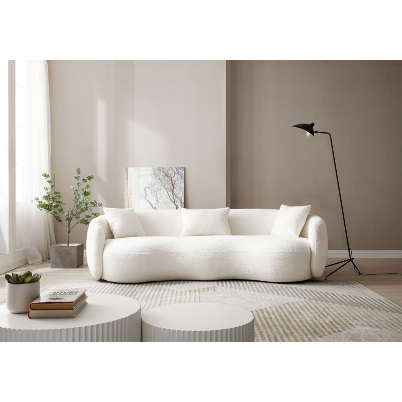 Canapé de salon Mid Mid Century Curved, Blanc cassé