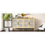Buffet moderne avec finition en bois naturel et poignées en métal-992461157