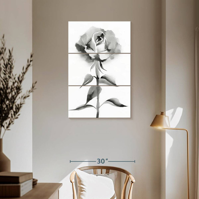 Harnek noir et rose blanche, H 57 po x l 36 po
