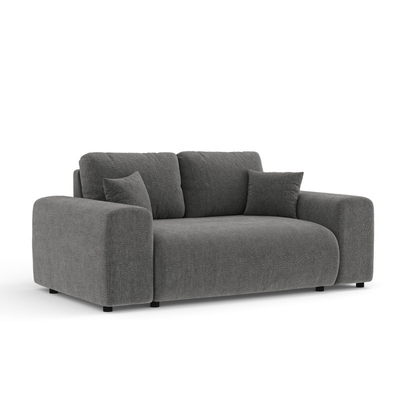 Two-seater square arms loveseat sofa, Grey