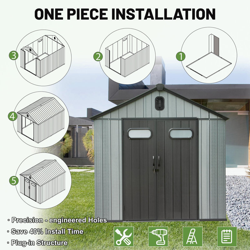 Storage Shed with Lockable Doors, Windows and Vents