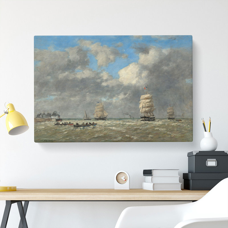 Ships at Le Havre by Eugene Boudin - Wrapped Canvas, 50cm H x 76cm W x 3cm D