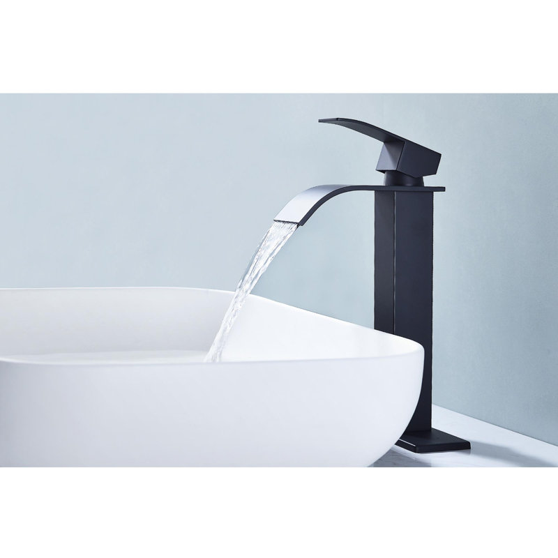 Robinet de lavabo de salle de bain à poignée simple, Noir mat