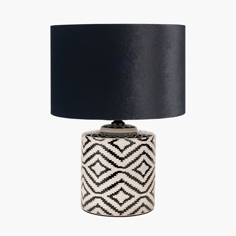Batruk Ceramic Table Lamp, Velvet, Black