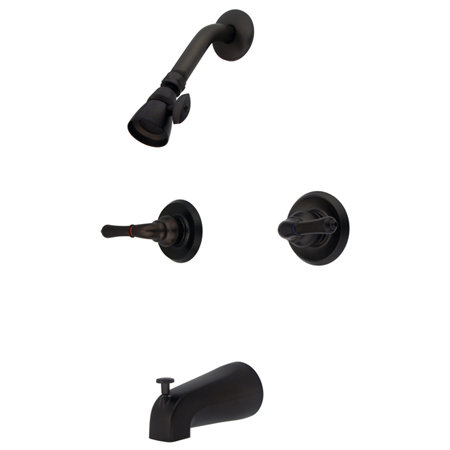Diverter Tub and Shower Faucet with Modern Lever Handles, Oil Rubbed Bronze