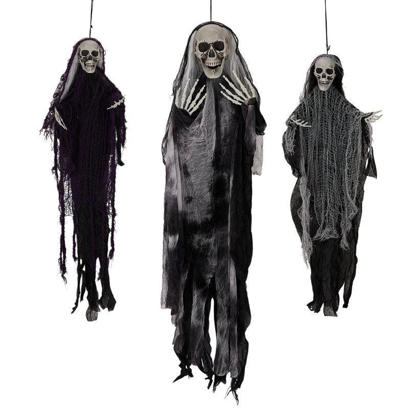 3 pièces de décoration d'Halloween squelettes fantômes suspendus