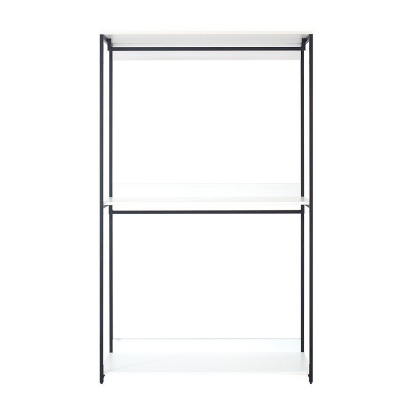Wood And Metal Walk-In Closet With One Shelf