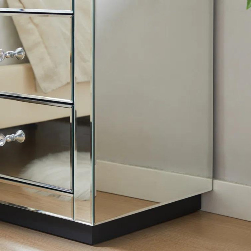 Izaeh Mirrored 3-Drawers Nightstand