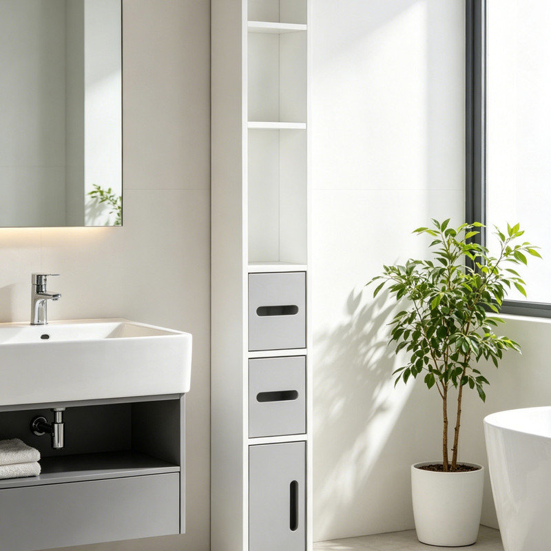 MDF / Particle Board Freestanding Linen Cabinet