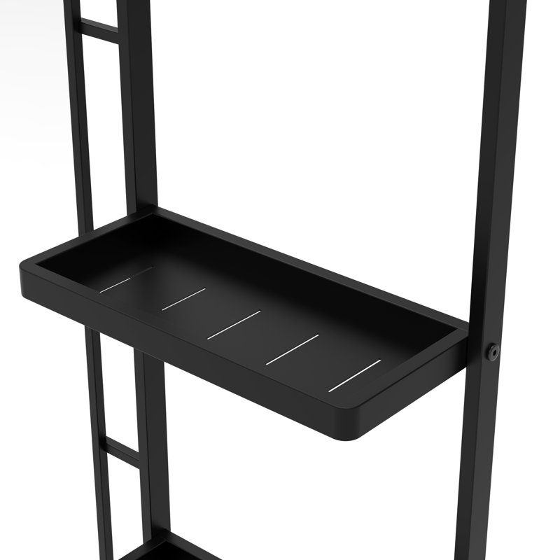 Grand miroir de salle de bain 30 x 44 avec tablette - cadre noir pour la chambre à coucher et le salon - verre transparent, miroir en métal moderne, rouille, fabrication