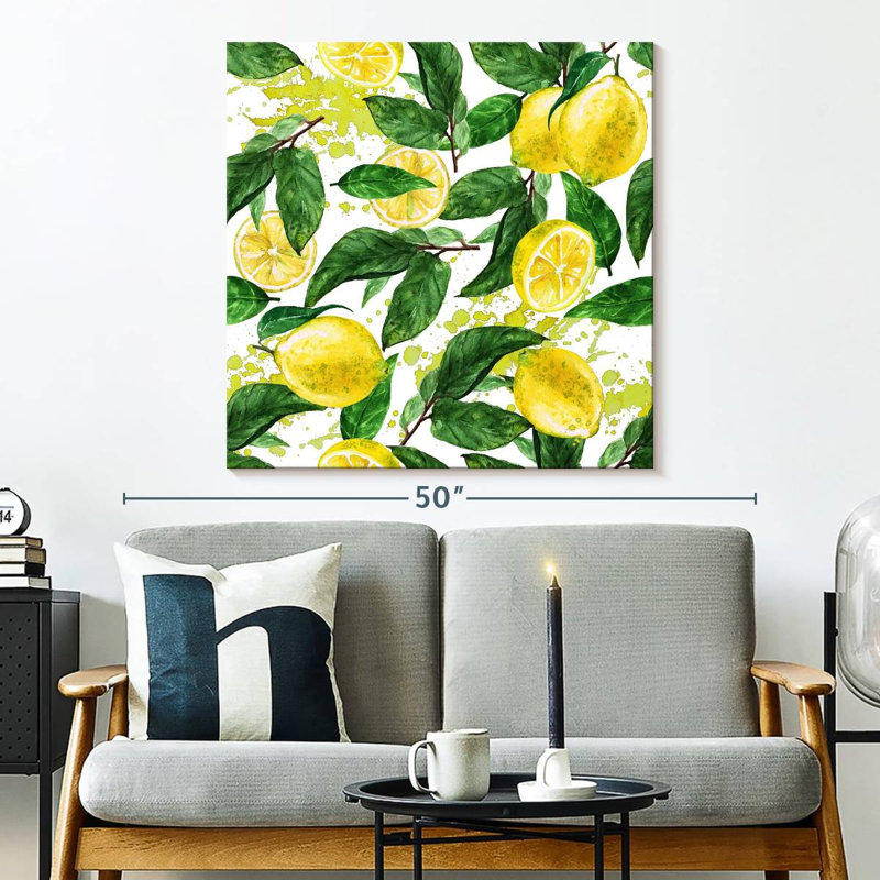 Yarlin Lemon Leaves Pattern, 33" H x 33" W