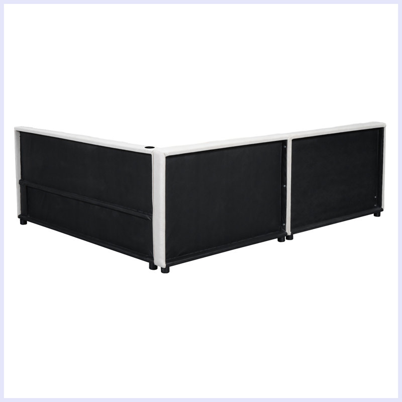Modern Upholstered Platform bed with USB Ports, Beige, Full/Double
