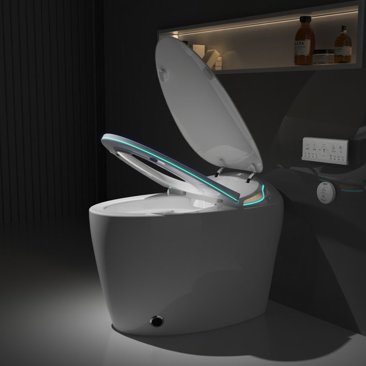 Smart Toilet with Bidet Built In, Intelligent One Piece Toilet , Auto Open/Close Seat Foot Sensor