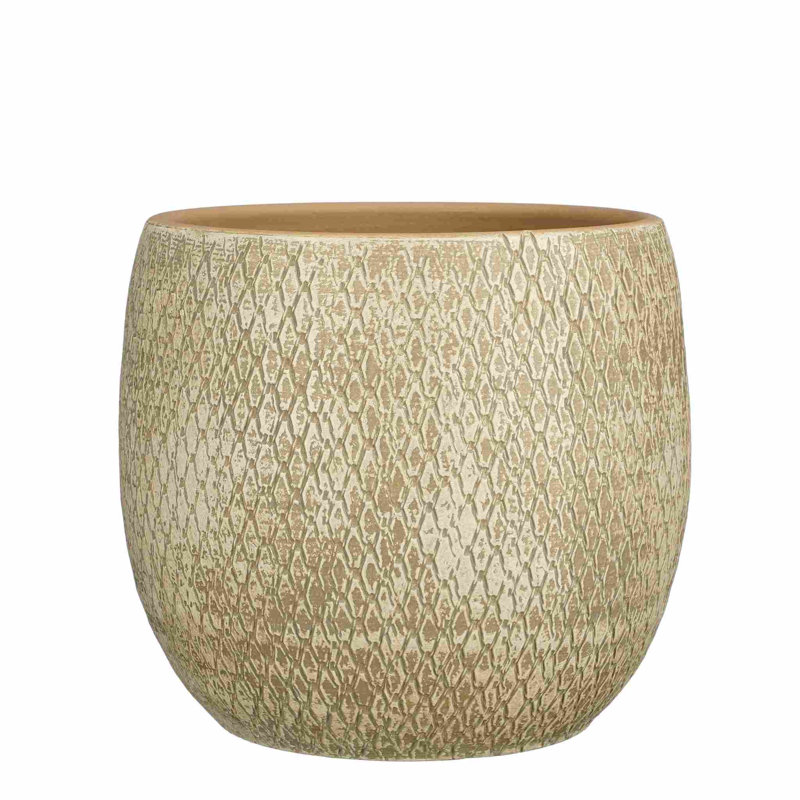 Allimae Ceramic Pot Planter, 32cm H x 32cm W x 32cm D, Cream