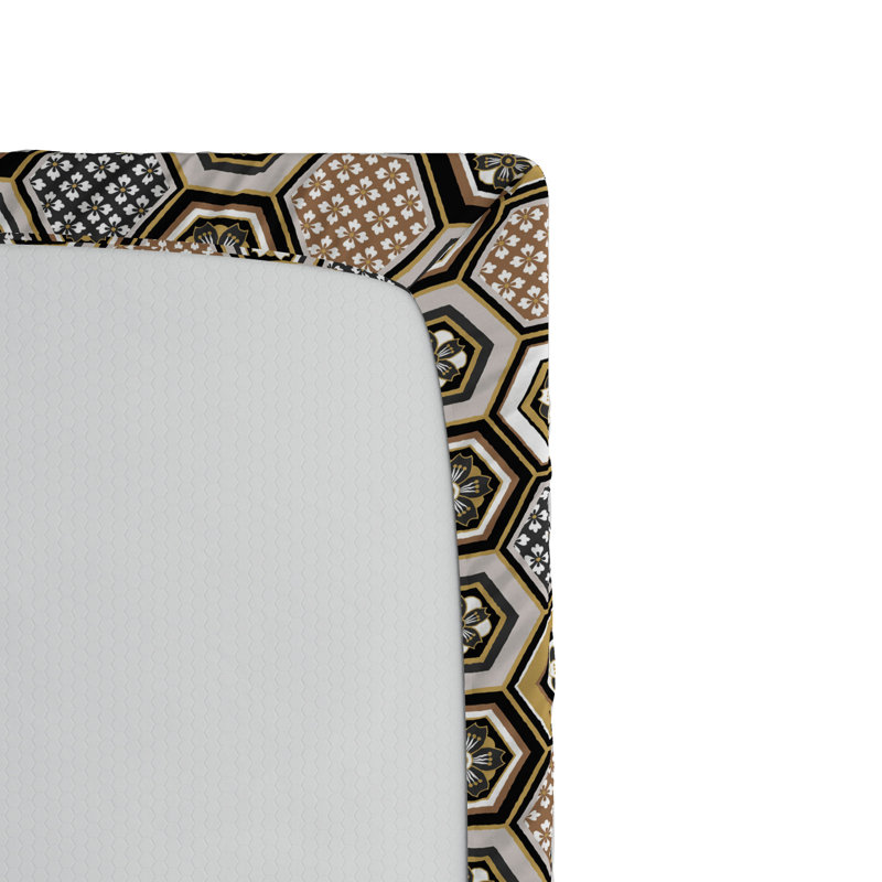 Microfiber Geometric Fitted Sheet, Twin Fitted Sheet