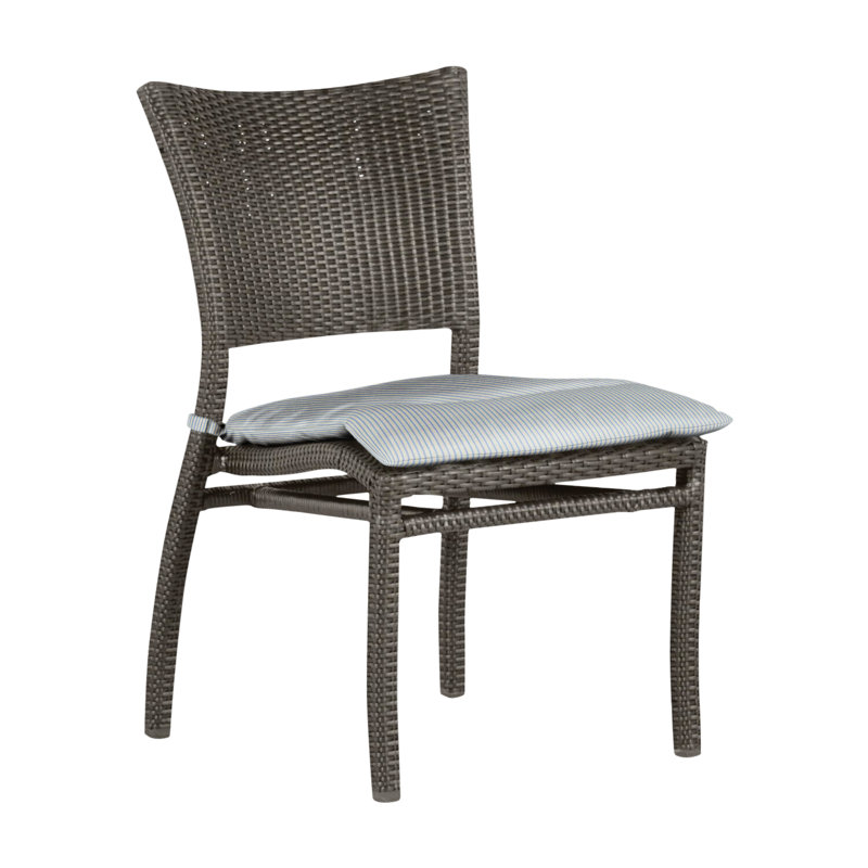 Outdoor Dining Side Chair, Dove Sunbrella® Linen, No Welt, Slate Gray