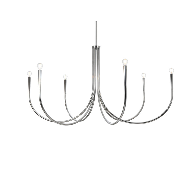 Catalena 6-Light Chandelier, Chrome, H 28 po x l 55 po x P 55 po