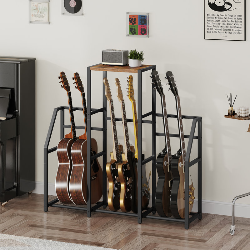 Multi Guitar Rack Stand For 7-10 String Instruments For Acoustic Guitar, Brown