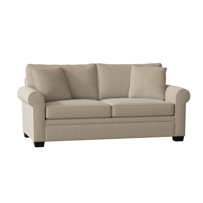 Canapé à accoudoirs roulés 76 po avec coussins réversibles Quaker, Espresso, Sandstone Jango