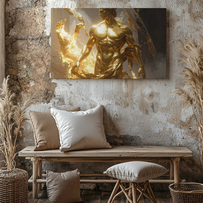 Canvas Wall Art Forged In Flame Canvasmolten Gold Divine Sculpture In Motion Ready To Hang Gallery Wrapped Home Decor Modern Design