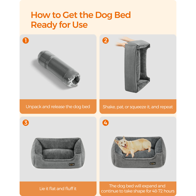 Polyester Pet Bed, 25cm H x 75cm W x 90cm D, Light Grey