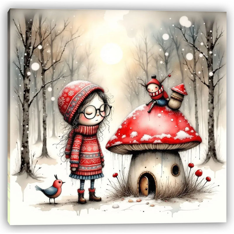 Fantaisie hivernale - conte de fée enneigé, H 12 po x l 12 po