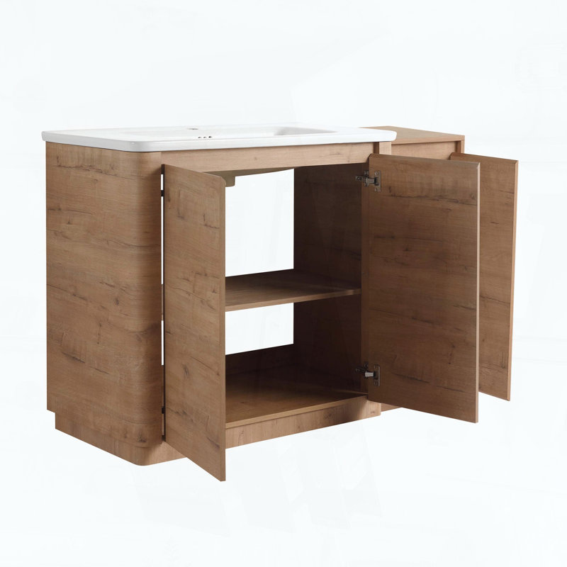 Meuble-lavabo autoportant de 48 pouces avec lavabo en céramique blanche et 1 petite armoire de rangement, 47.81"W