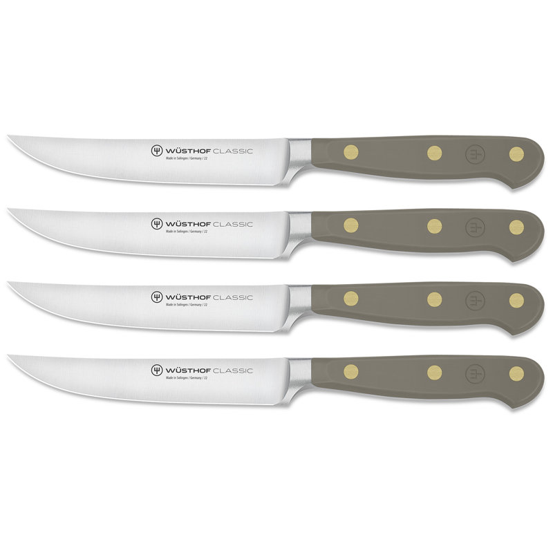 WÜSTHOF Classic Color Coral Peach 4 Piece Steak Knife Set, Velvet Oyster