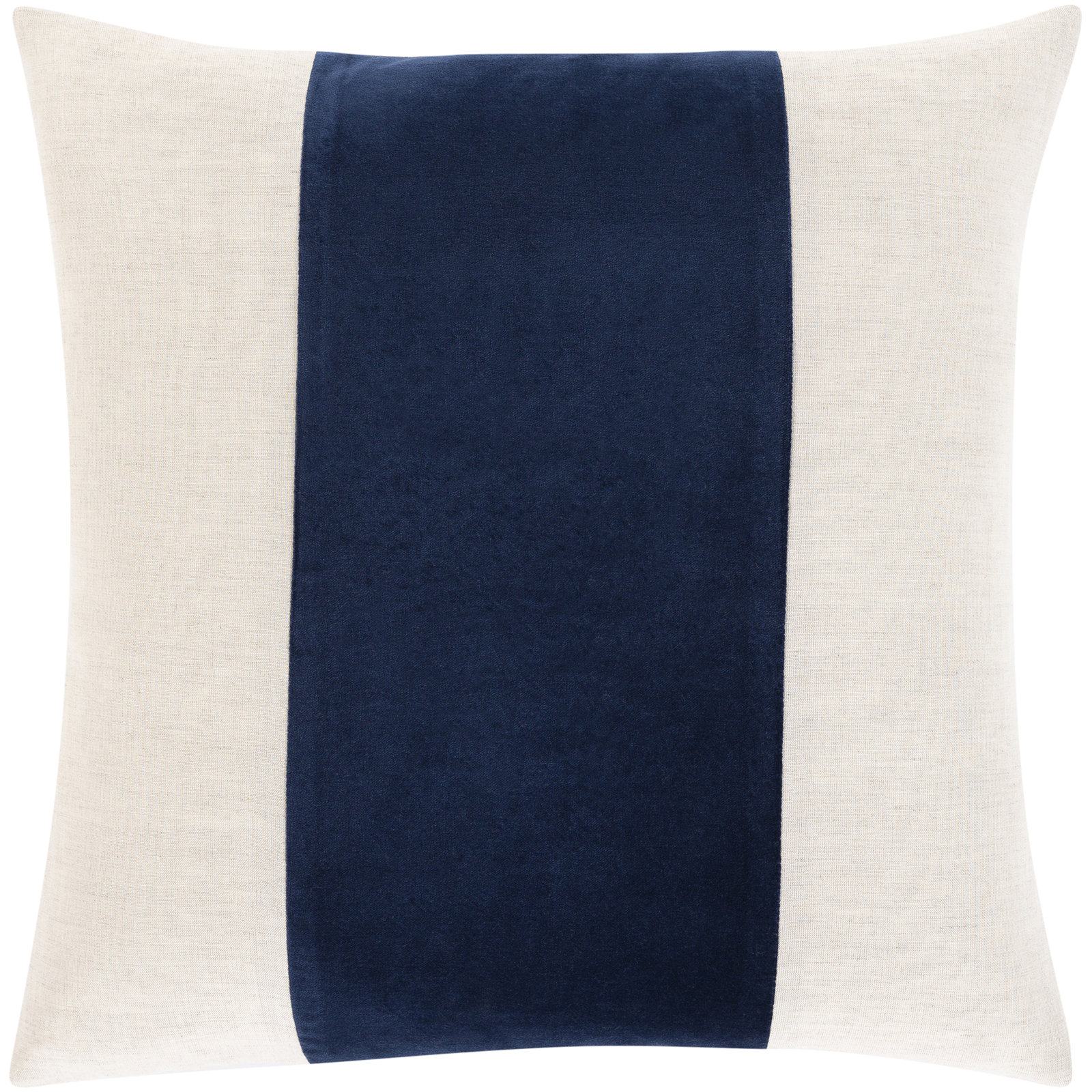 Kat Striped Cotton Throw Pillow, 20" H x 20" W, Navy/Ivory, Down