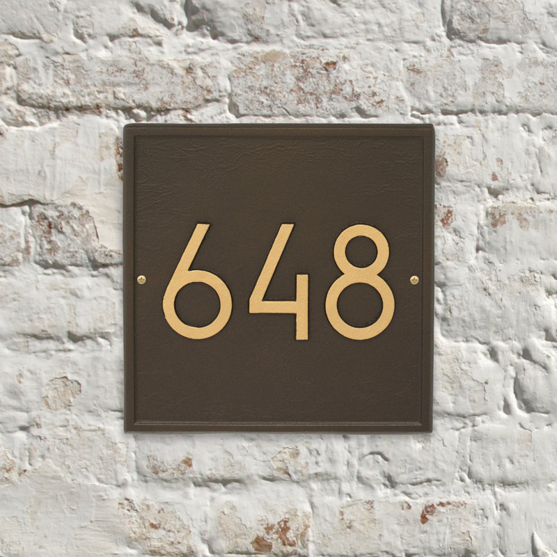 Plaque d'adresse murale 1 ligne personnalisée, Bronze vieilli, Oui