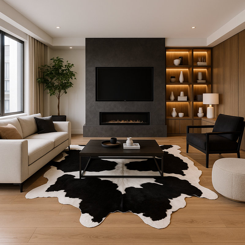 Tapis noir / blanc Amerigo, Nouveauté 6 pi x 8 pi