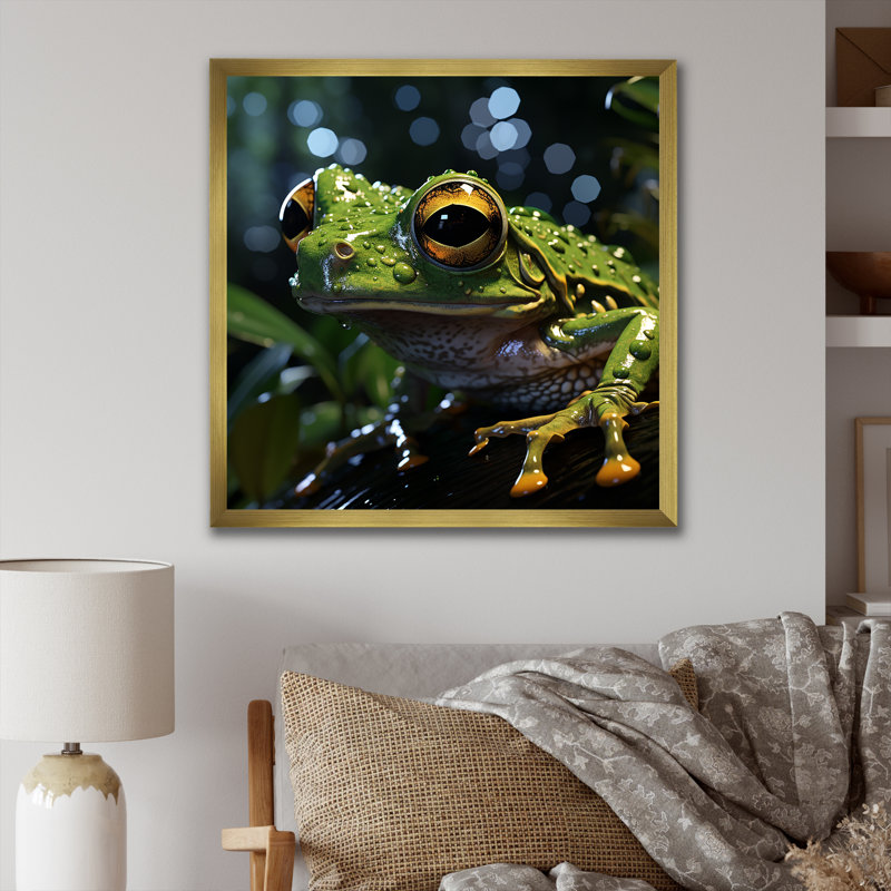 " Expressionist Frog Movement ", Gold Single Picture Framed, 24" H x 24" W x 1" D
