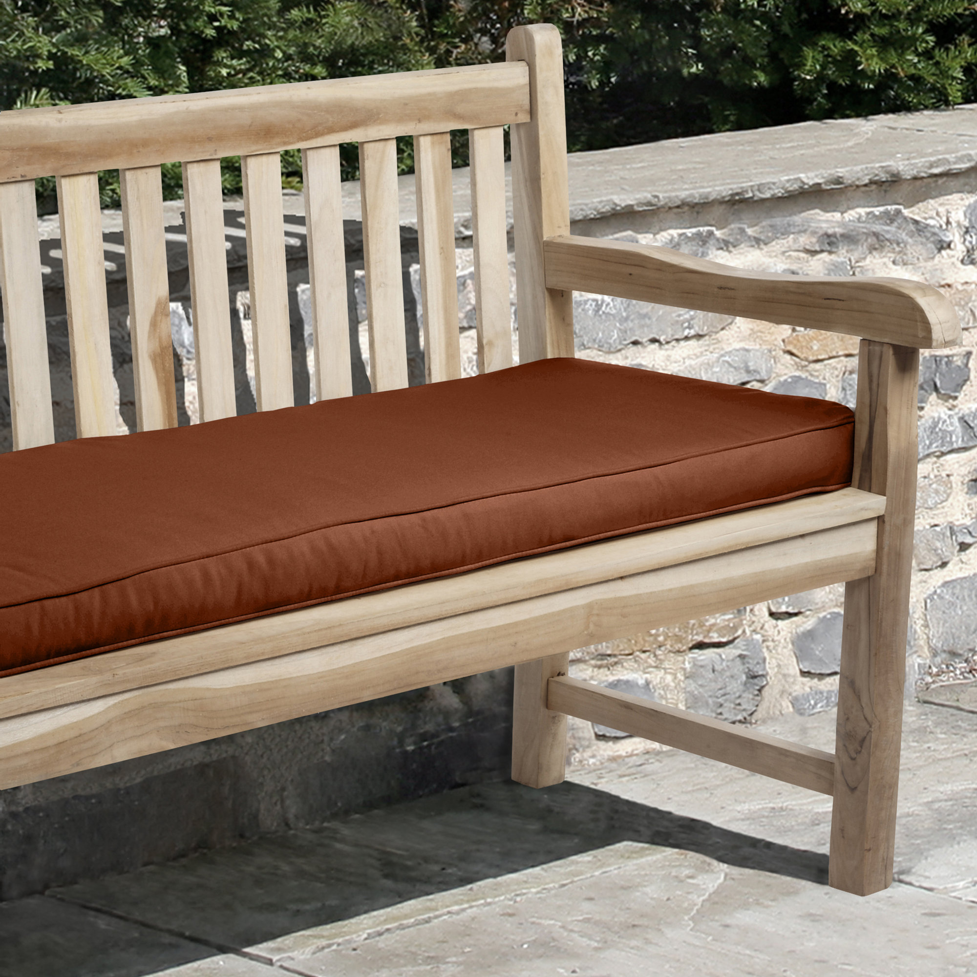 Sunbrella Outdoor Bench Cushion, 60" W x 19" D, Canvas Rust Sunbrella® Canvas