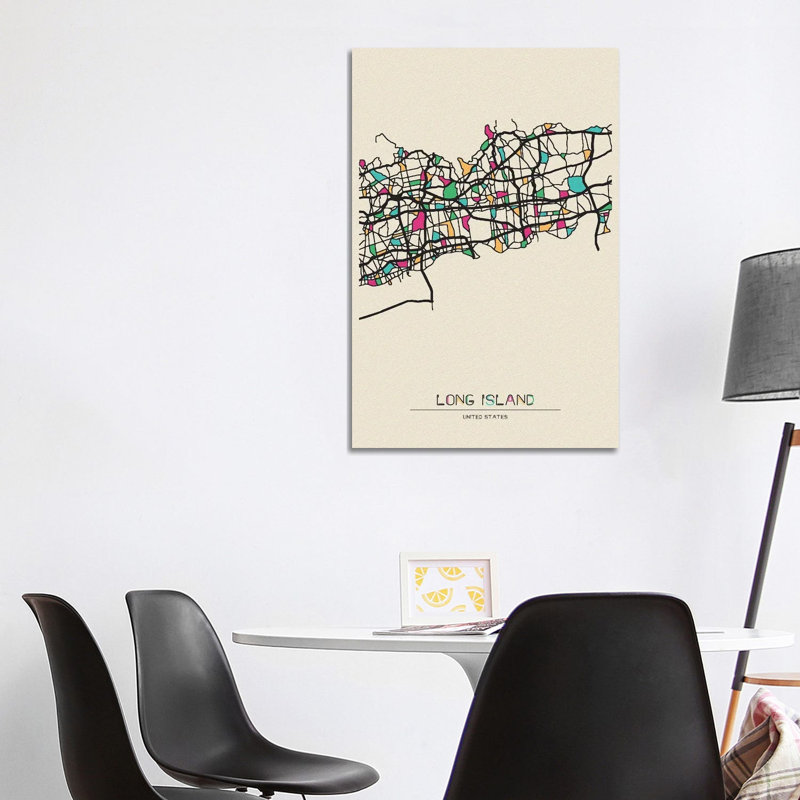 Long Island, New York Map by Ayse Deniz Akerman - Wrapped Canvas Print, 101.6 cm H x 66.04 cm W x 1.91 cm D