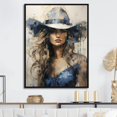 Minimalisme, cow-boy bleu, peinture sur toile