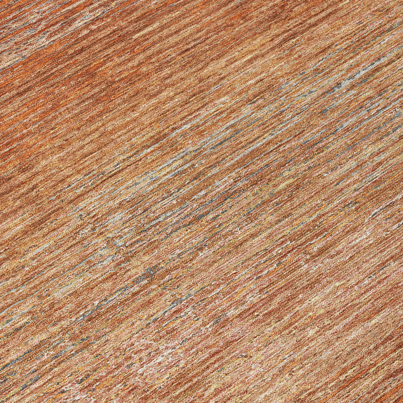 Copper and Red Flat Woven Synthetic Stripe Rug 46" x 30"