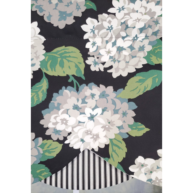 Summerwind Petticoat Cotton Blend Floral Scalloped Window Valance, Black
